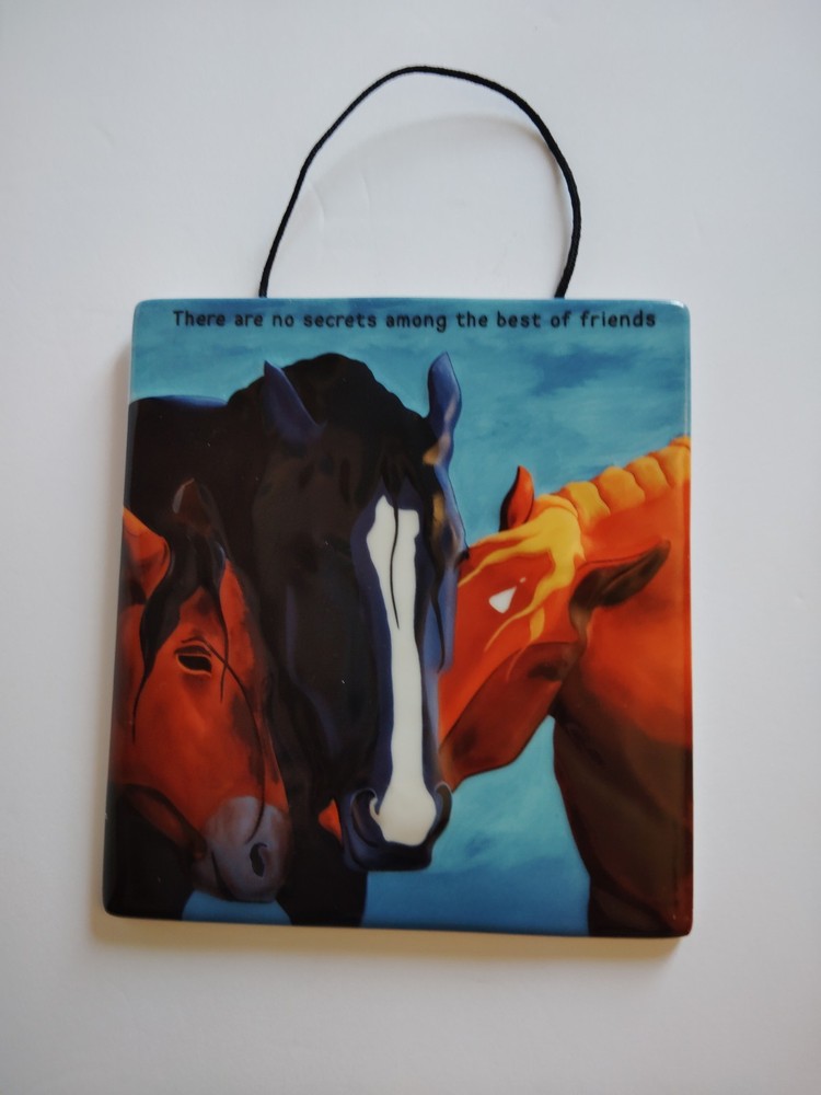 Horse Tile Hand Crafted Hanging Wall Decor Ceramic 5" x 5"