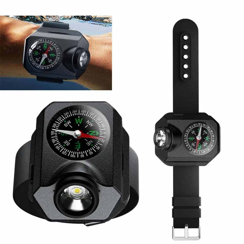 Mini Camping 2 in 1 Wrist light Compass Outdoor LED running light USB