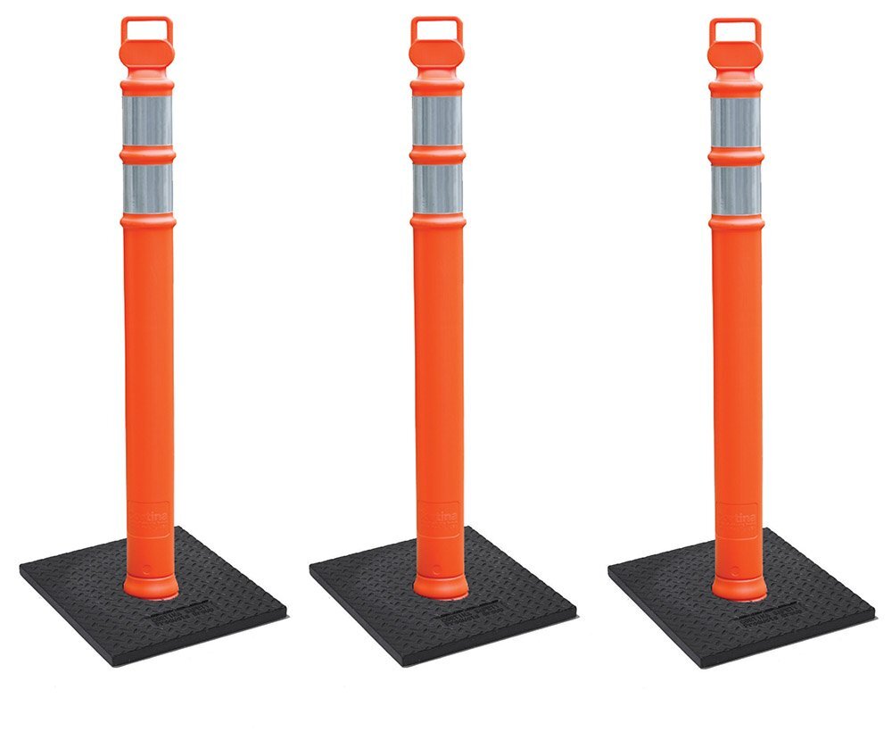 Cortina EZ Grab Delineator 45" Post 3" Hip Collars with 10 lb Base