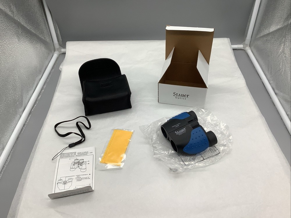 Stauer Optics Binoculars With Protective Case & Box - Compact Travel Size (Blue)