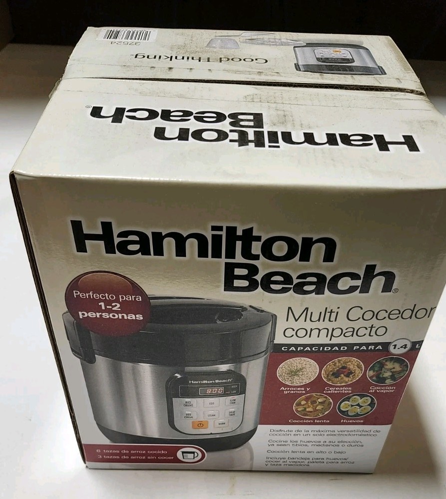 Hamilton Beach 37524 S/S Black Compact 1.5 Quart Multi-Cooker NEW SEALED