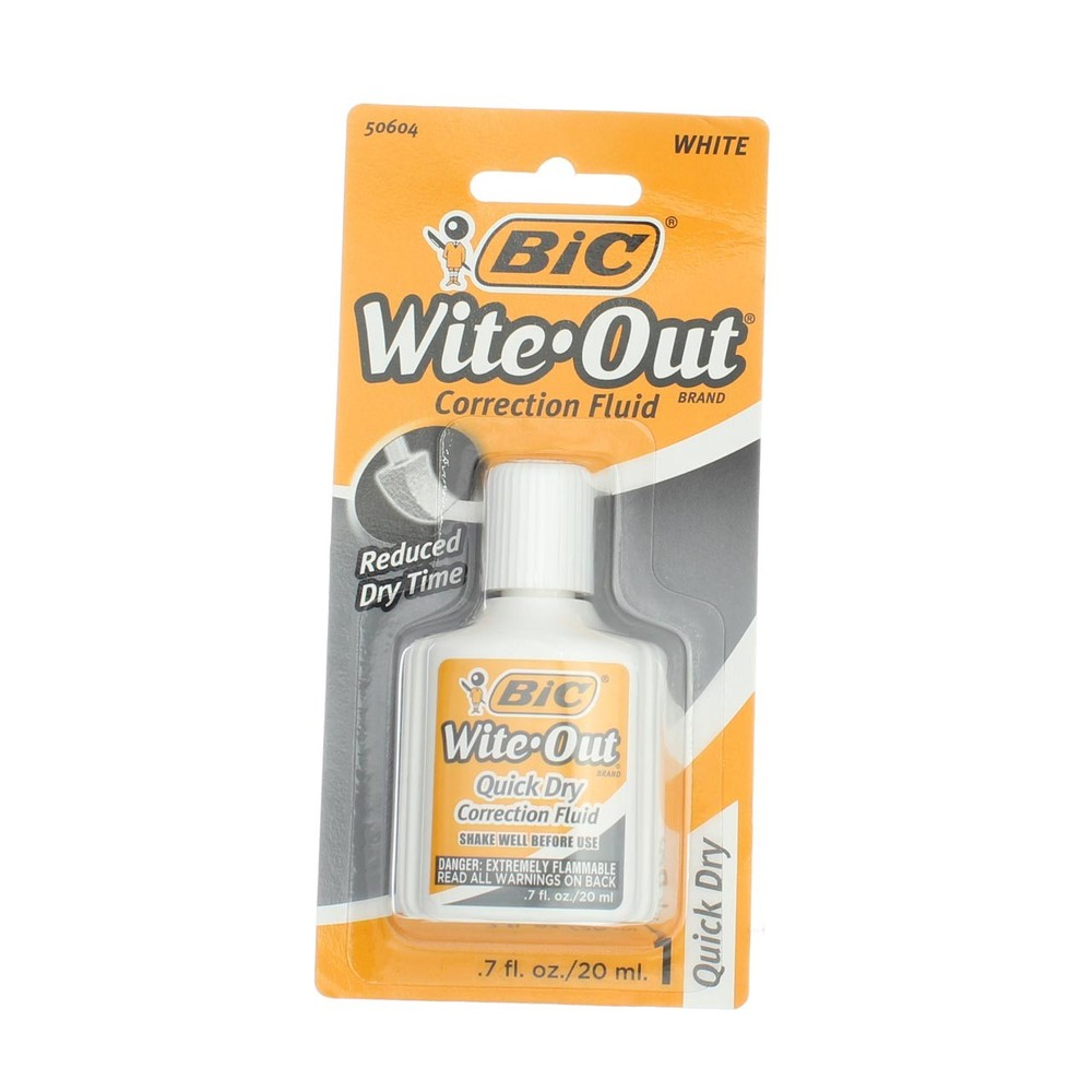 6 Pack BiC Wite Out Quick Dry Correction Fluid Liquid, White 50604, 0.7 fl oz