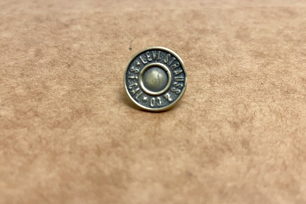 Scripted LEVIS button for 1975-78 Jeep CJ Seats + Brass Backing