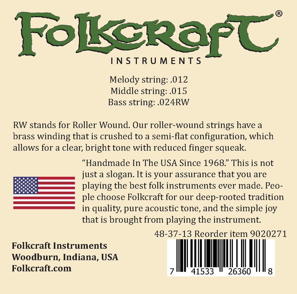 Folkcraft® Mountain Dulcimer String Set, Ball Ends (.012" .015" .024"RW)