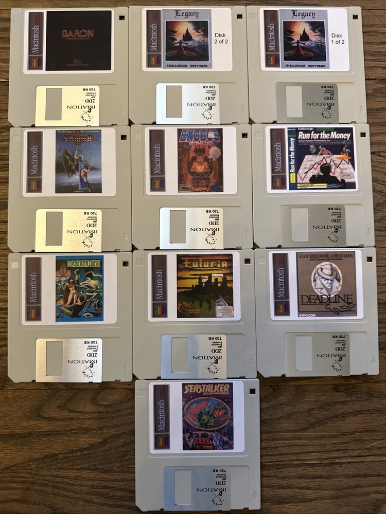 Vintage Apple Macintosh Classic 128K Game Pack 7 On New 400K Double Density Disk