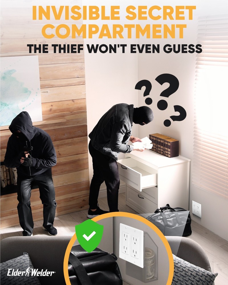 Hidden Wall Safe Outlet With Key Lock Electric Socket Covert Single Or Double