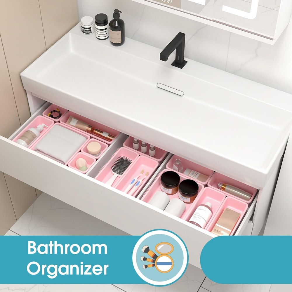 10 PCS Drawer Organizer Set, 4 Size Makeup Drawer Divider Organizer With Non-...