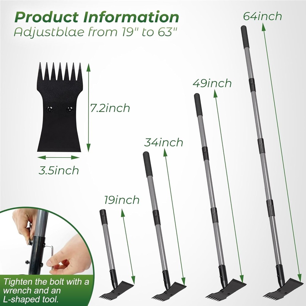 Walensee Weed Puller Tool with Long Handle, 64inch Manual Weeder Remover Tool, 7