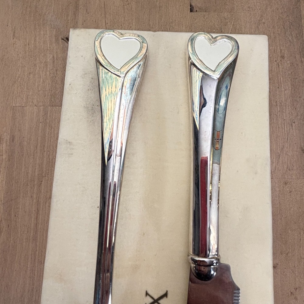 Lenox Wedding Promises 2 Pc Silver Plated Dessert Knife And Cake Server Set, Box