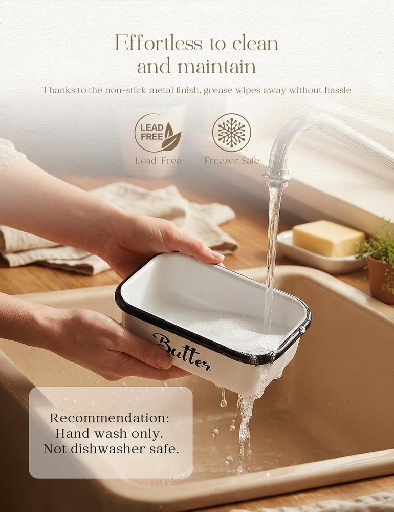 Large Rectangular Butter Dish with Lid & Multi-Purpose Knife – White Decor