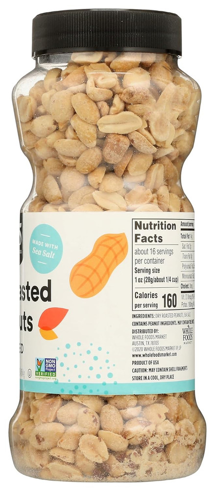 , Dry Roasted and Salted Peanuts, 16 Ounce