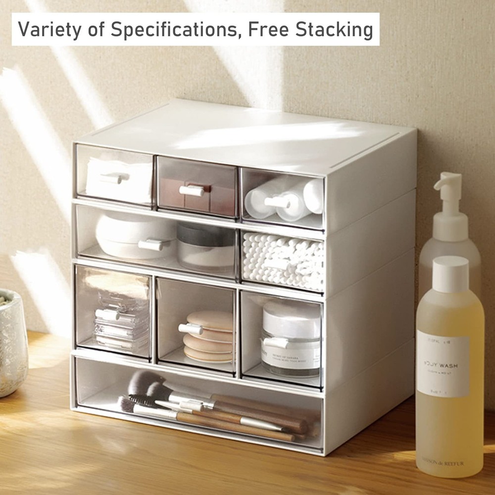 Desk Organizer-3 Tier Stackable Storage Drawers with 6 Compartments White Com...