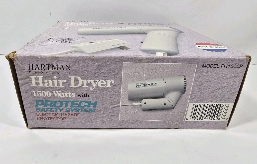 Hartman Protech 1500 Hair Dryer with Folding Handle & electric hazard protector