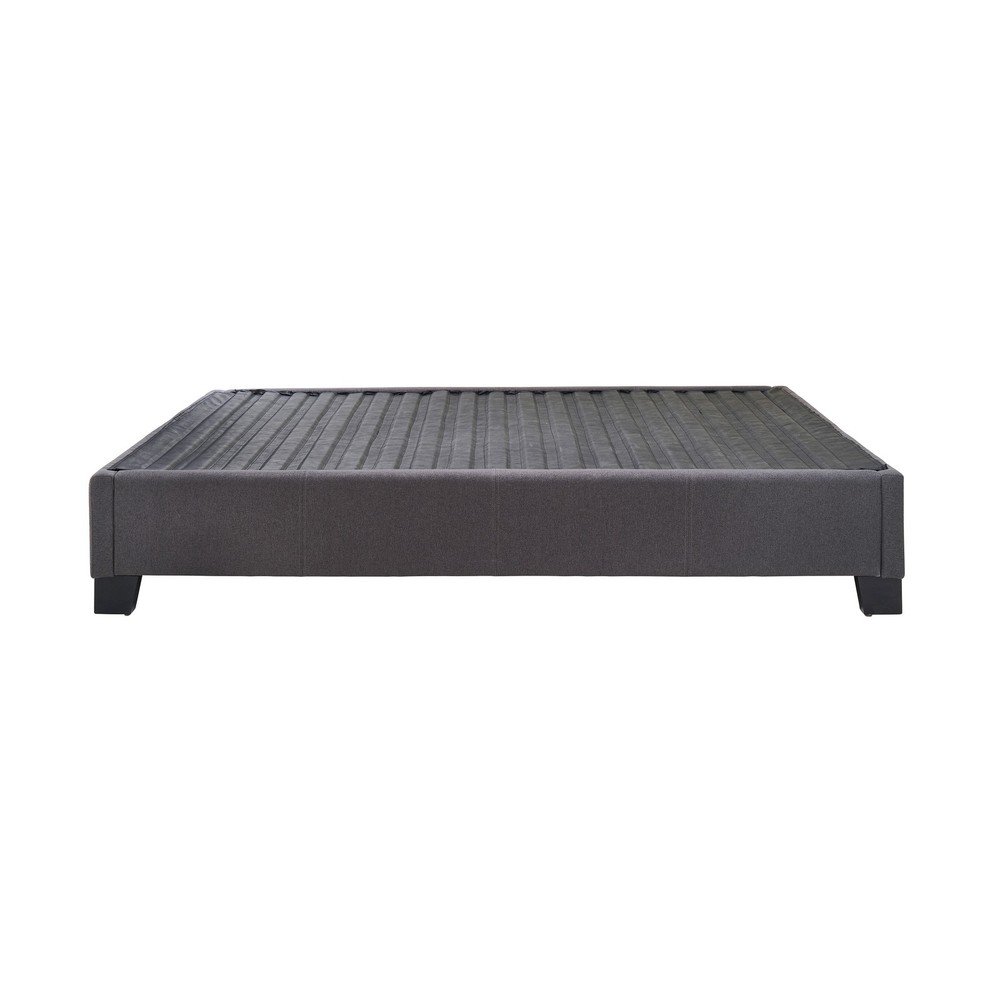 Modern Contempo King Upholstered Bed Platform Base, Charcoal Grey