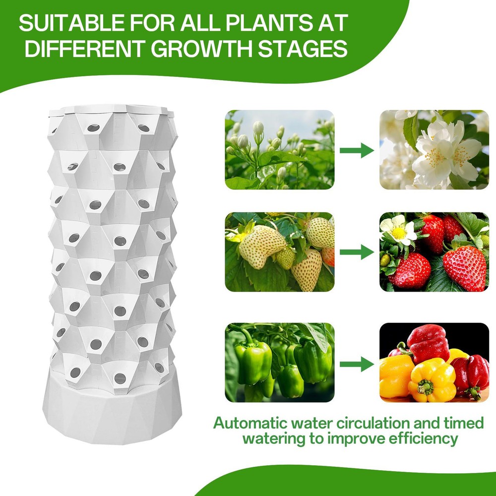 Hydroponics Tower 64 Slots Hydroponic Plant Tower with Water Pump adaptable