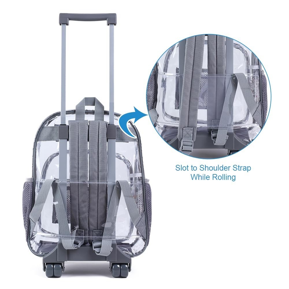 Rolling Clear Backpack, Heavy Duty Cold-Resistant Transparent PVC Backpack wi...