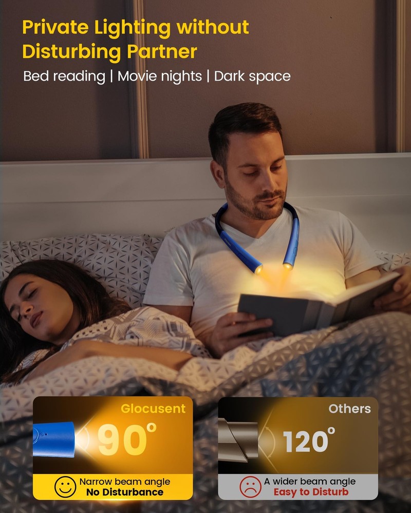 Upgraded LED Neck Reading Light Book Light for Reading in Bed 30-min Timer 3 ...