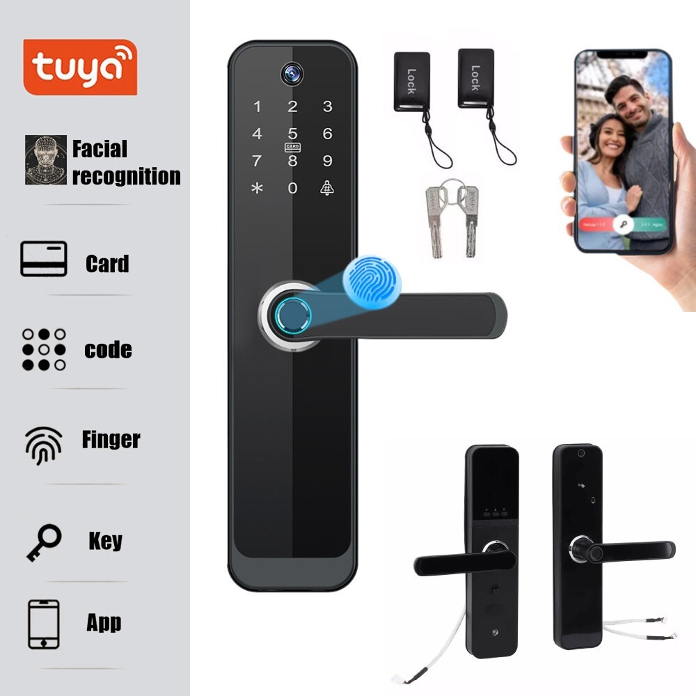 NEW Face Recognition Tuya Wifi Smart Door Lock Visual Intercom Fingerprint