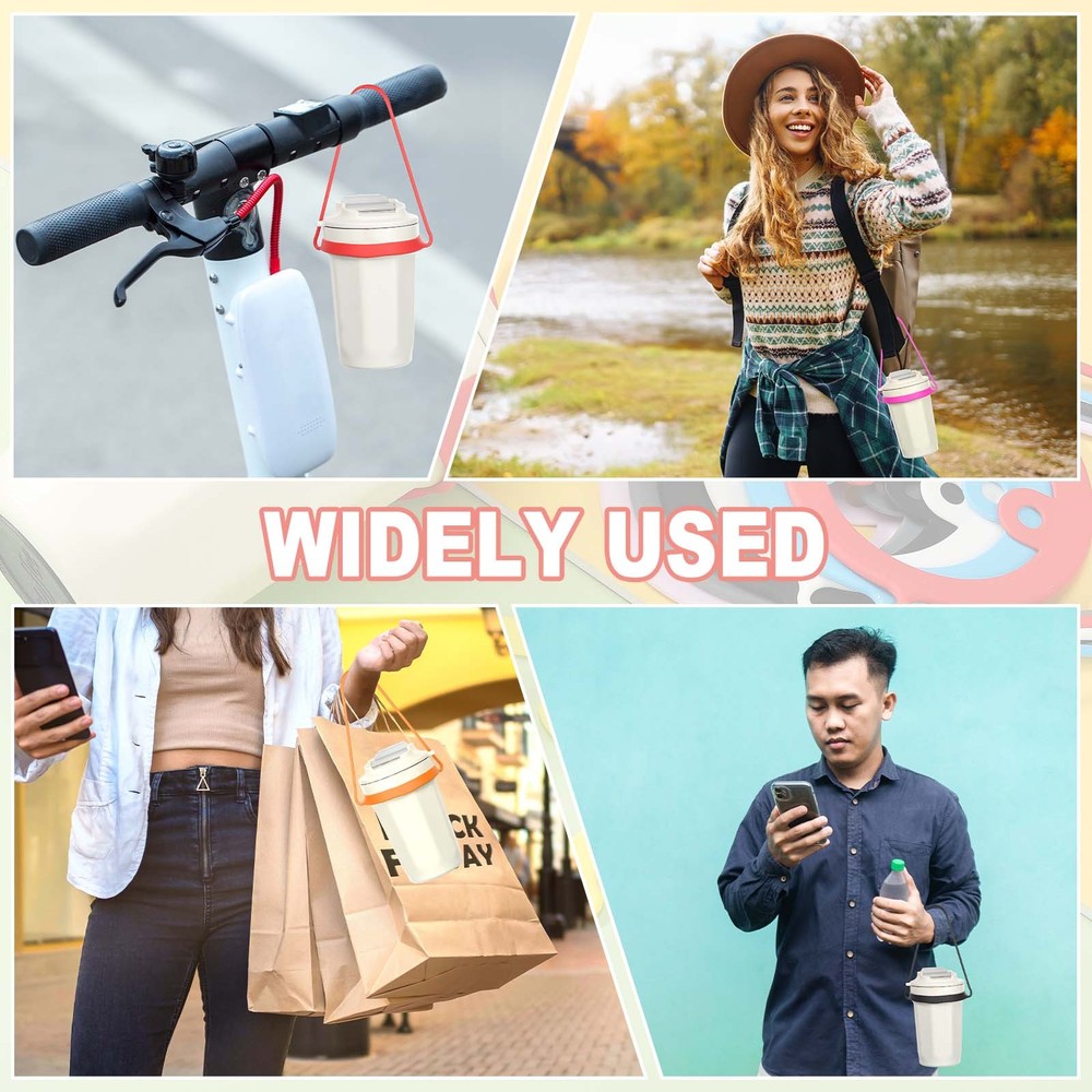 5Pcs Silicone Water Bottle Lanyard for Beverage, Black