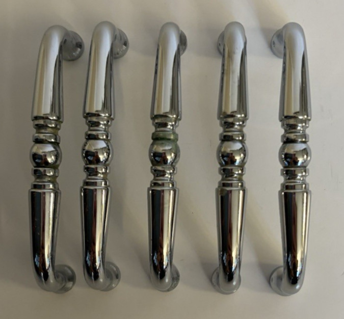 5 Chrome Silver Cabinet Drawer Pulls with Hardware 3" Center to Center
