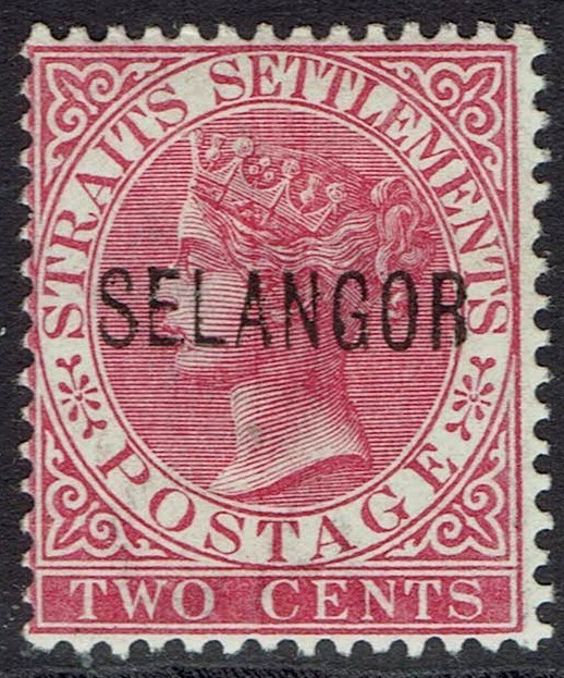 SELANGOR 1885 QV STRAITS 2C OVERPRINTED SG TYPE 24