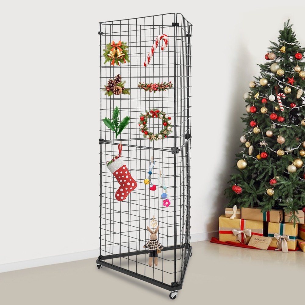Wire Grid Panel Tower Triangle Display Stand Wire Grid Display Rack Organizer