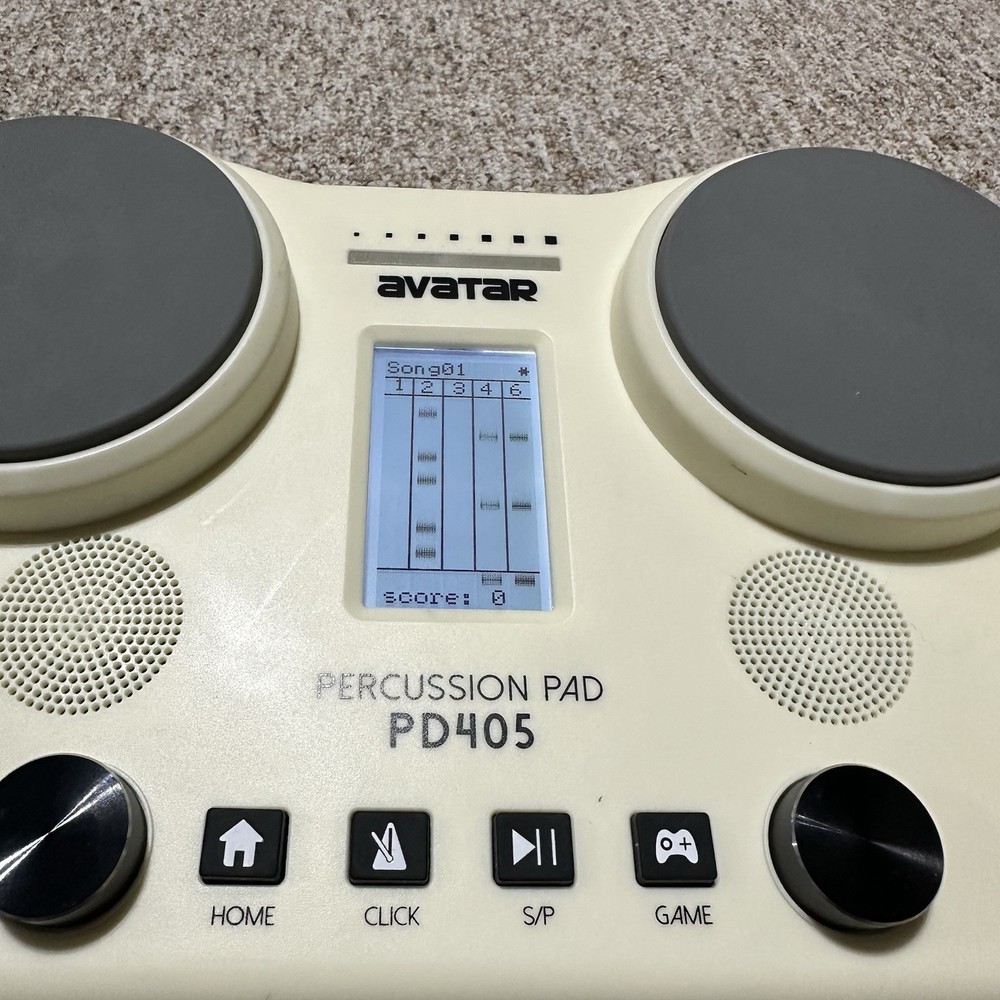 AVATAR PD405 TABLETOP DRUM PERCUSSION PAD Adapter 2 Pedals Drumsticks Works