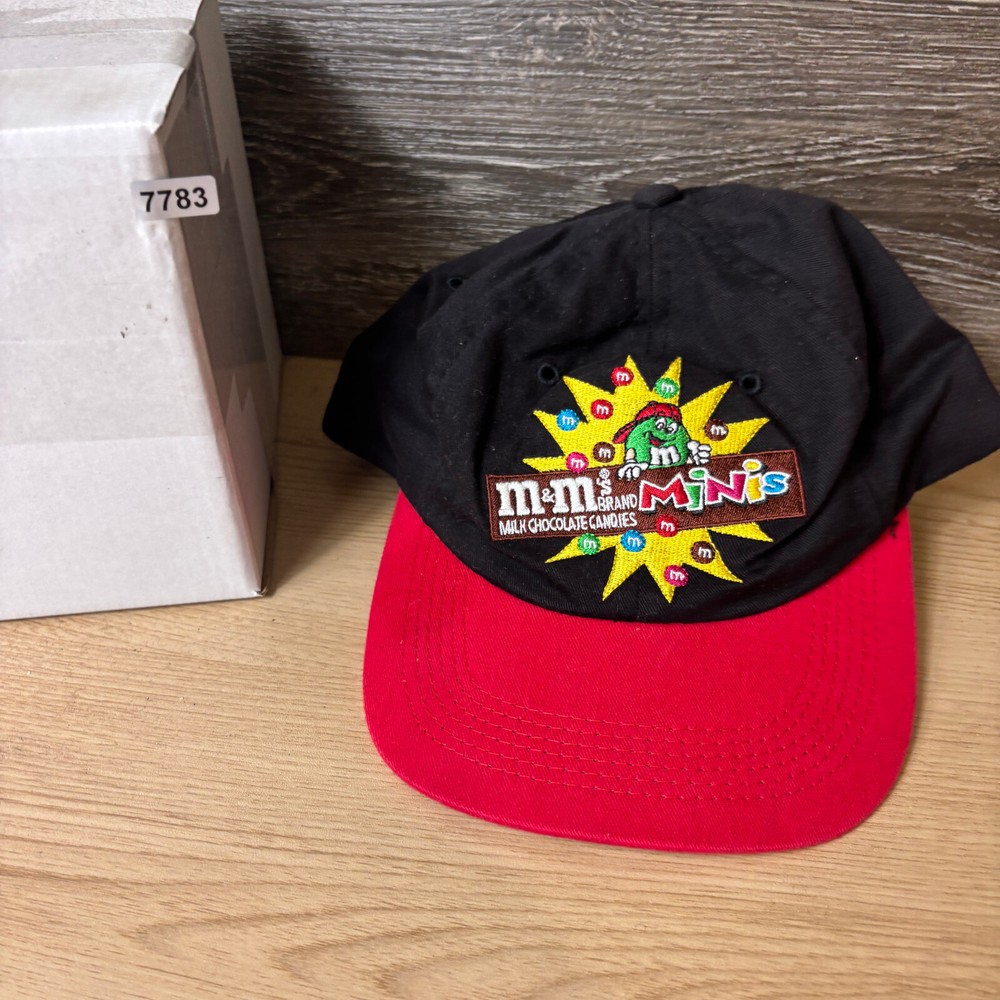 Vintage M&Ms Hat Cap Snap Back Youth Black Red Minis Adjustable