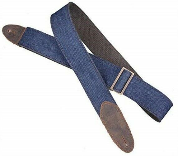 LM Denim Guitar Strap, Blue With Cotton Web Backing