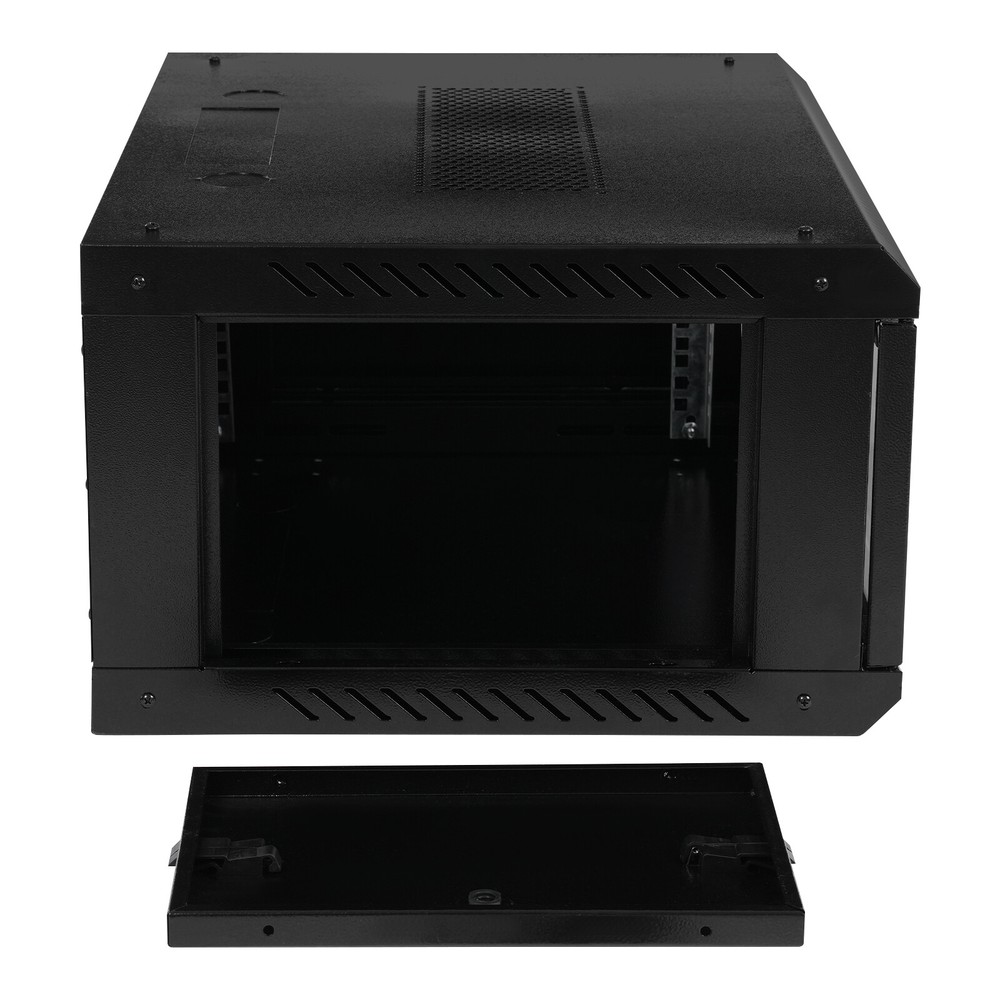 4U Wall Mount Network Server Cabinet Locking Glass Door Removable Side Panels