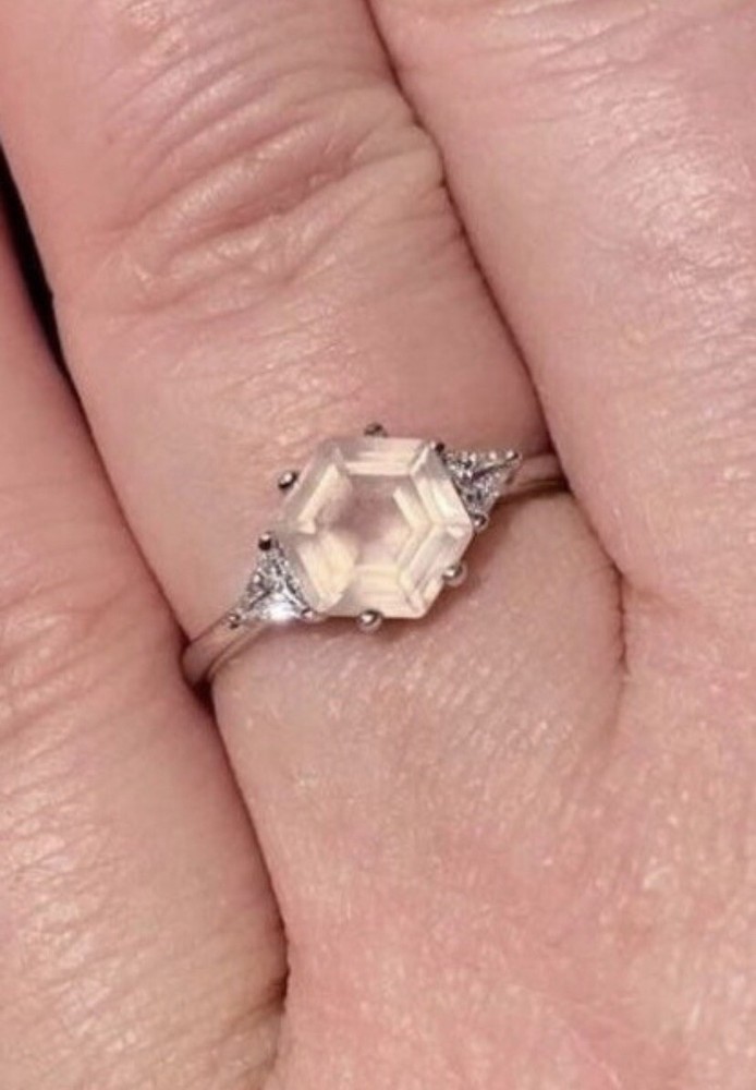 Rose Quartz Ring 925 Sz 7 Or 8
