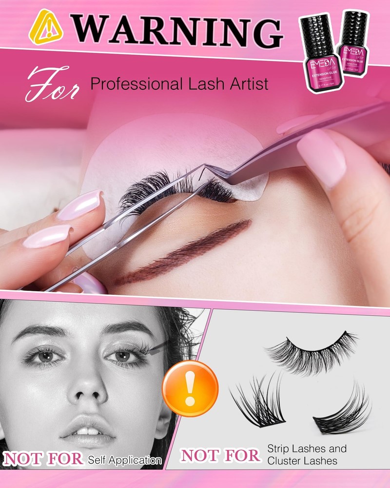 EMEDA Sensitive Eyelash Extension Glue, Extra Strong 8 Weeks / 1 Sec Black