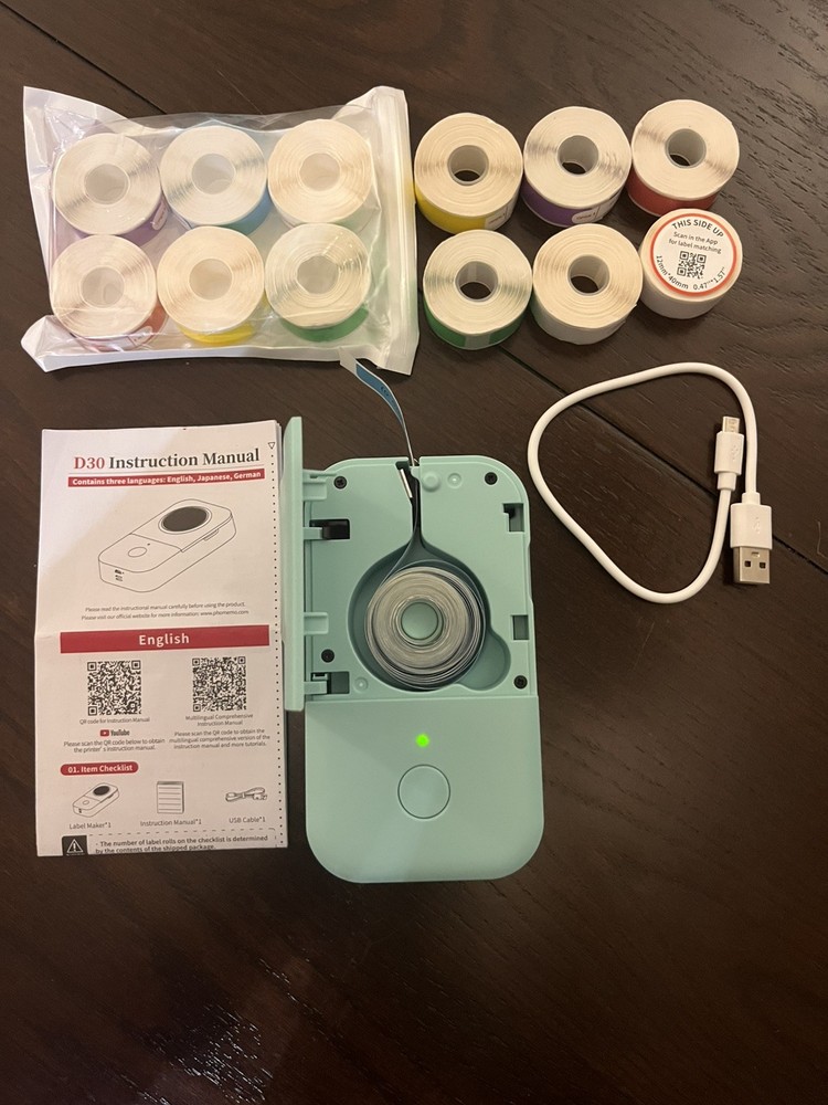 Phomemo D30 Smart Mini Label Maker Machine Portable Bluetooth - 12 Rolls Labels.