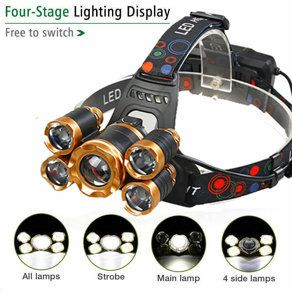 Super-bright 5 X  Headlamp Headlight Flashlight Head Torch Lamp