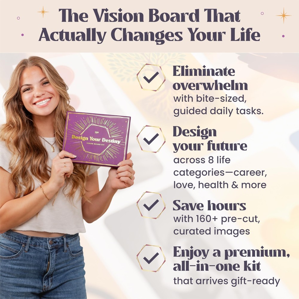 Vision Board Kit - Guided Workbook, 160 Picture Cards, Affirmation Cards & Mo...