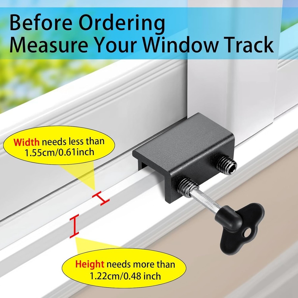 Adjustable Security Window Locks, 12 Pack - Black
