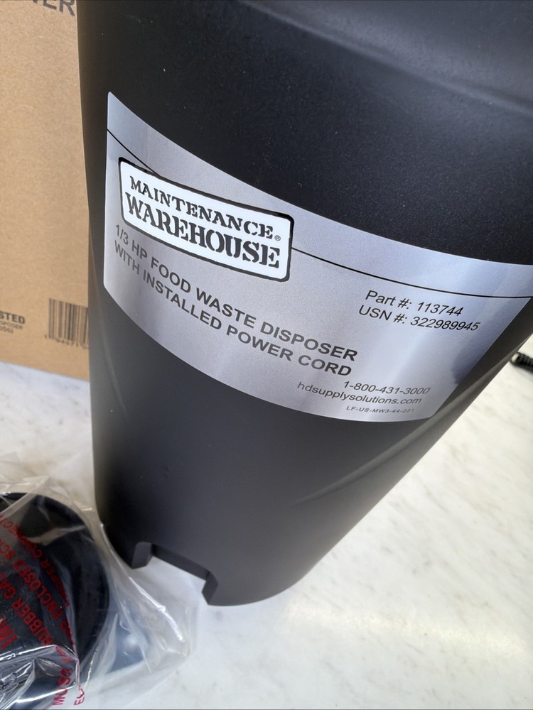Maintenance Warehouse Garbage Disposal 1/3 HP With power cord part#113744