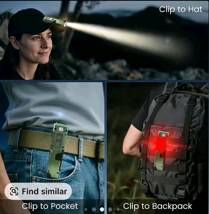 EDC Rechargeable Led Flat Tactical Flashlight Digital Display 8 Modes Waterproof