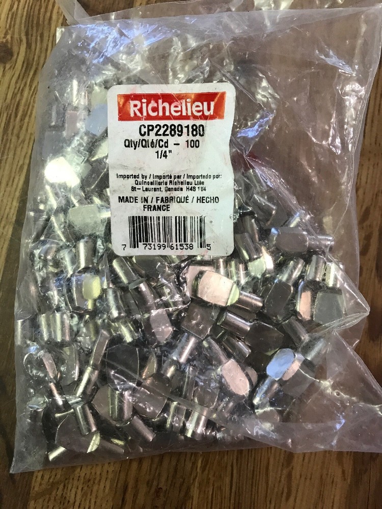 100 Pack - Richelieu CP2289180 Shelf Support 1/4"