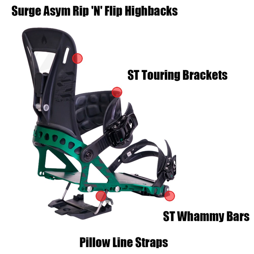 SPARK R&D Surge ST Medium Green Splitboard Bindings (B12062526)