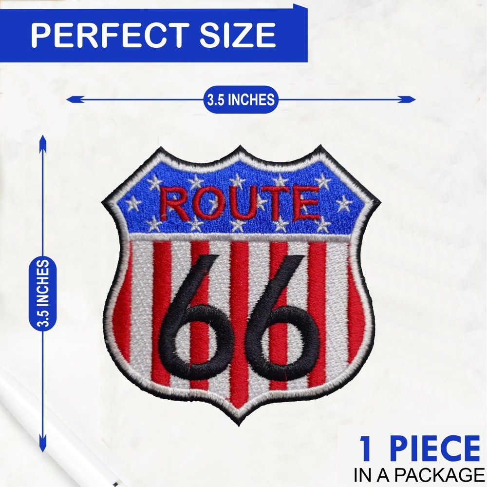 Route 66 Patch Rt.66 Patch Iron On Patch - Sew Patch - Embroidered Patch