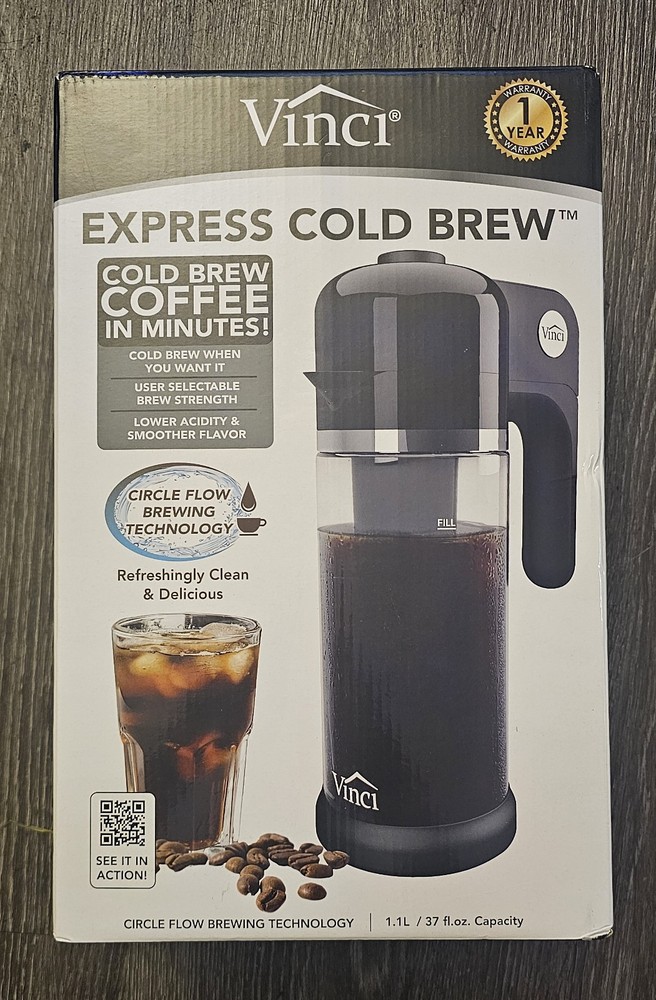 VINCI Express Cold Brew Drip Coffee Maker 4-Cup Built-In Timer Black