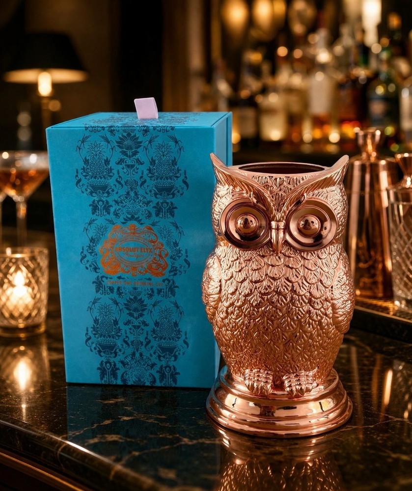 Absolut Elyx Copper Owl Julep Cup Gift Box - NEW