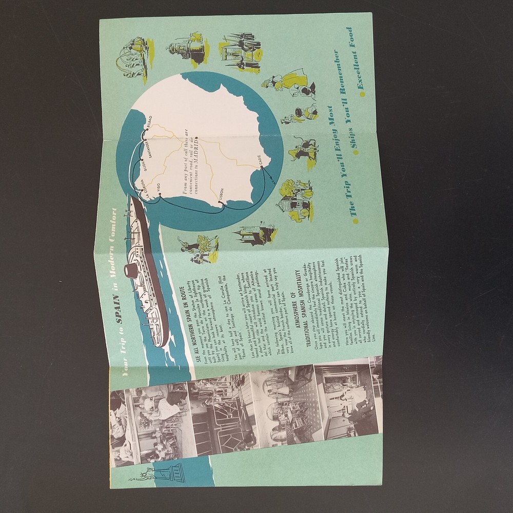 MS COVADONGA MS GUADALUPE Spanish Line Cruise Brochure Deck Plan 1959