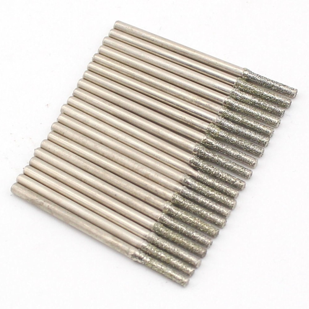 30Pcs 2mm Diamond Grinding Bits Cylindrical Bur Lapidary Carving Tools for Stone