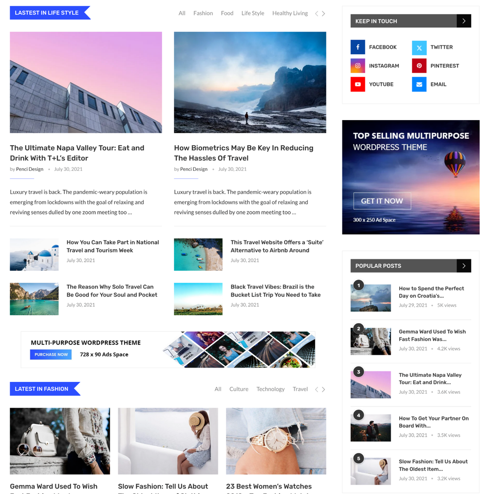 Magazine Website Design with Free VPS Web Hosting and Installation