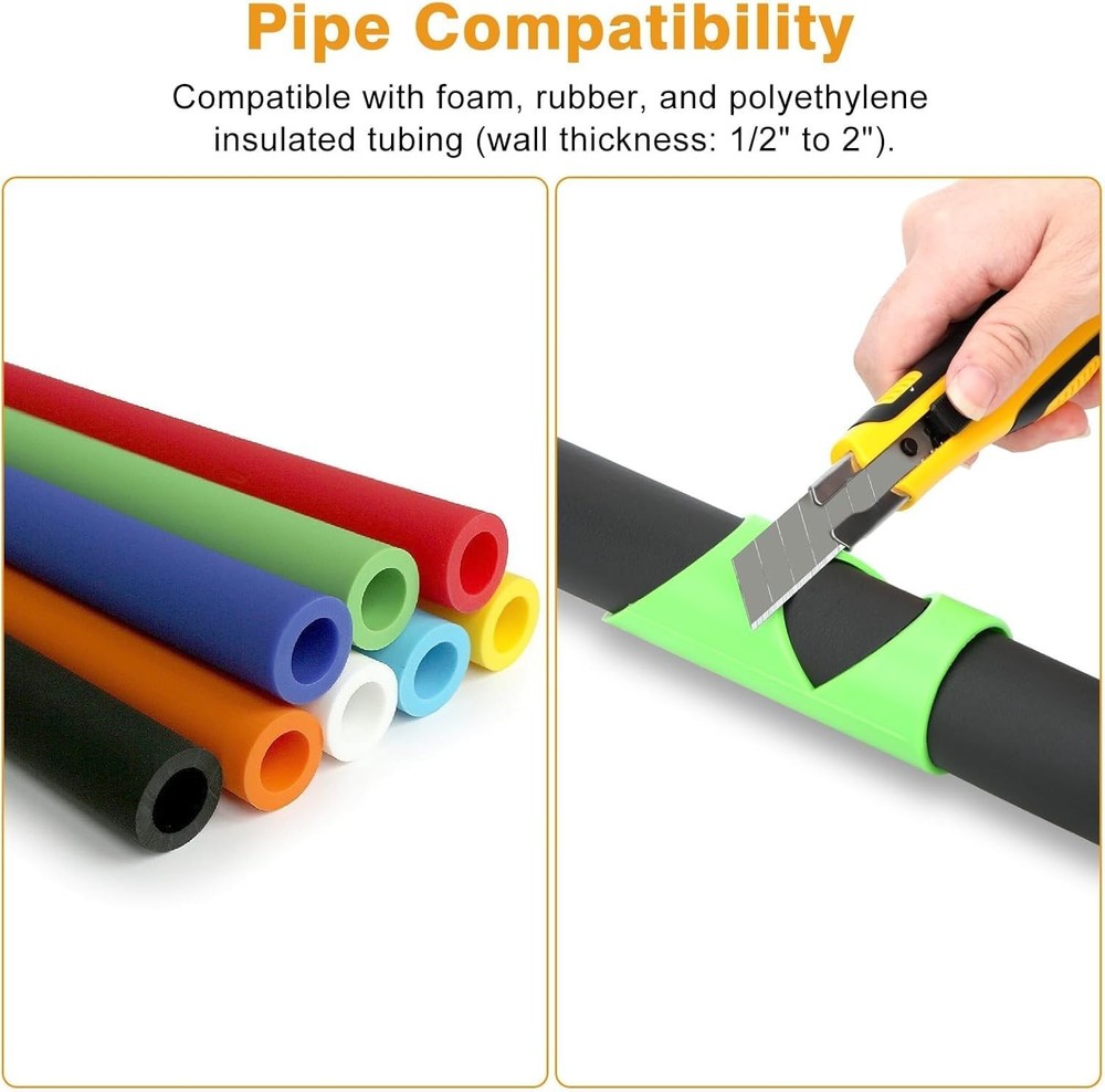 6PCS Pipe Insulation Cutting Guide Tool 15-53mm Molded Foam Rubber Pipe Cutter