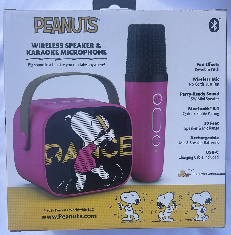 🔥💃Peanuts Snoopy “DANCE” Wireless Bluetooth Speaker & Karaoke Microphone🔥💃