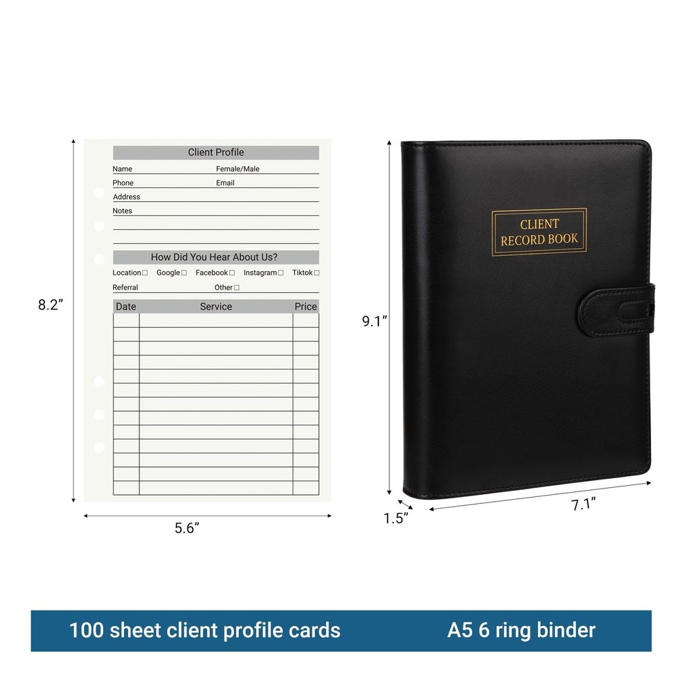 Client Record Book Profile Binder W/ Alphabetical Tabs & 100 Sheets 5.6" X 8.2"