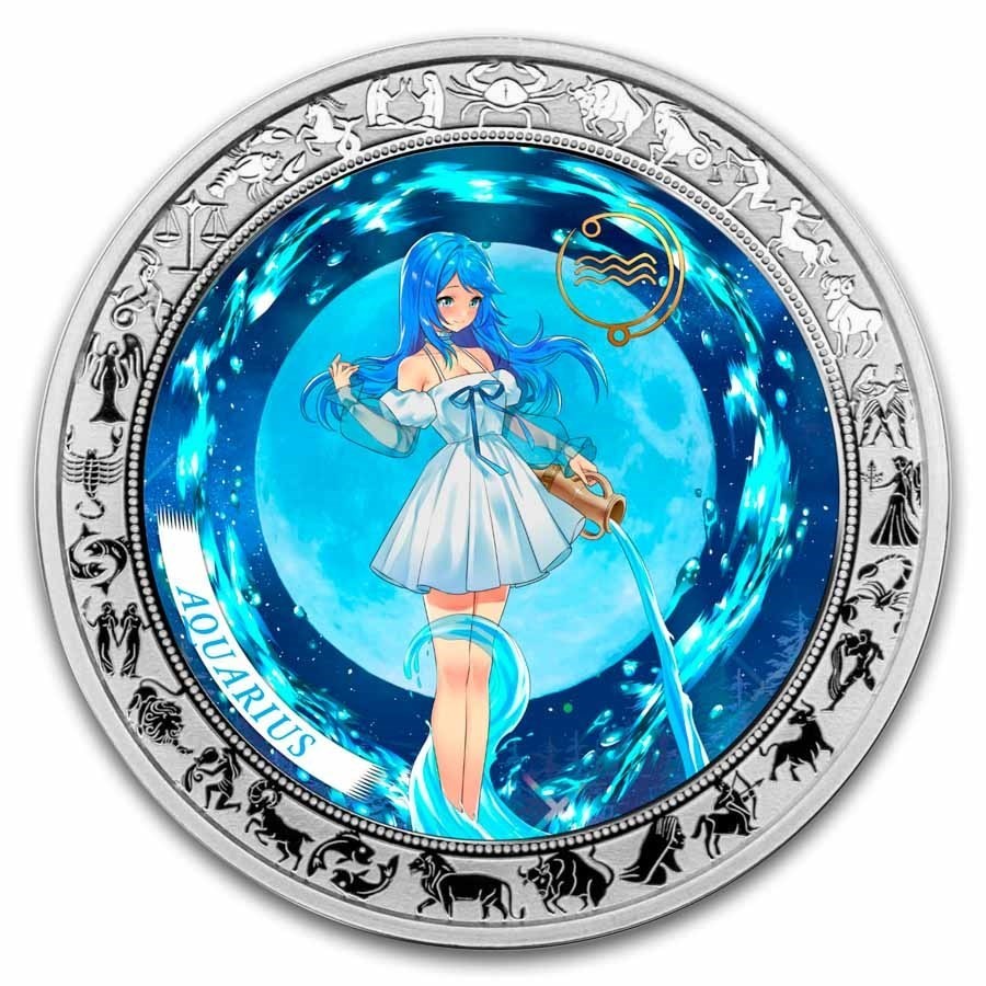 2025 ghana 1oz aquarius zodiac silver coin